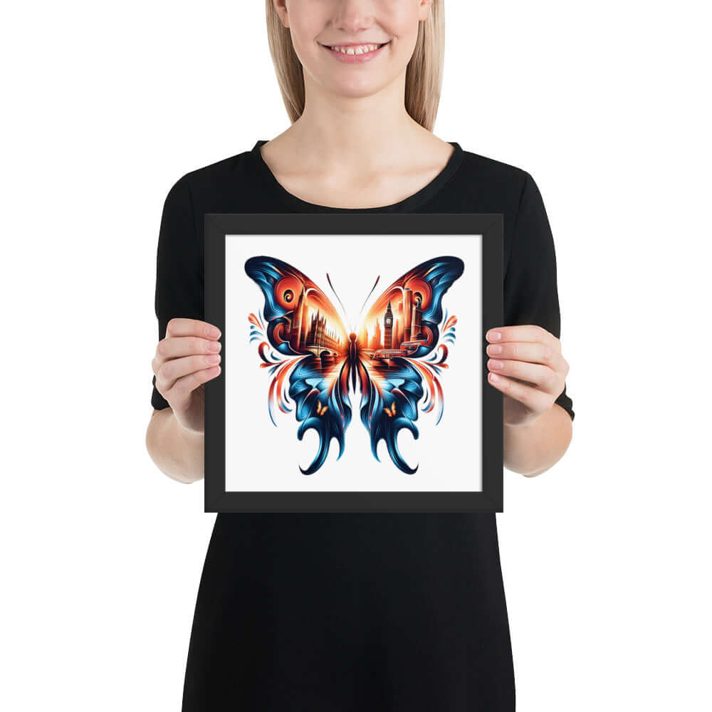 London Butterfly Framed Poster: Digital Design for Home Decor and Wall Art