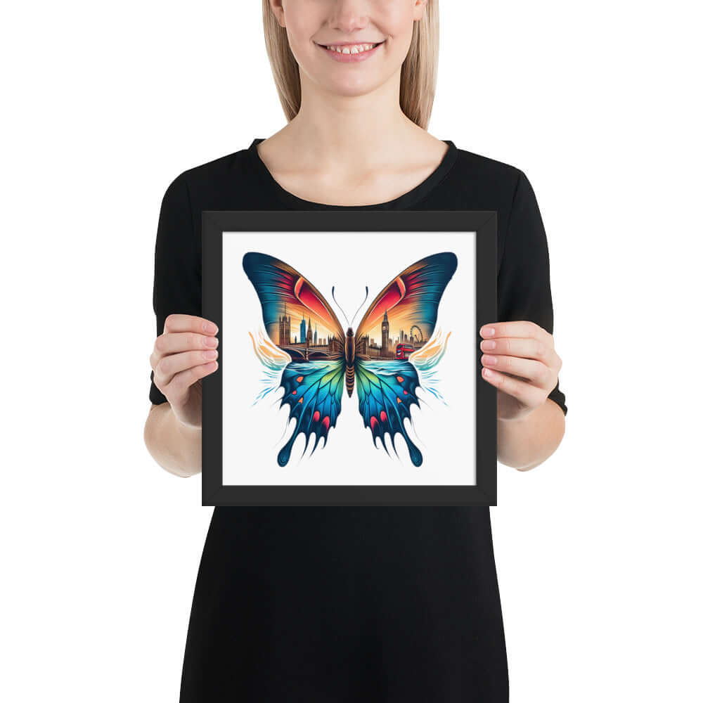 London Butterfly Framed Poster: Digital Design for Home Decor and Wall Art