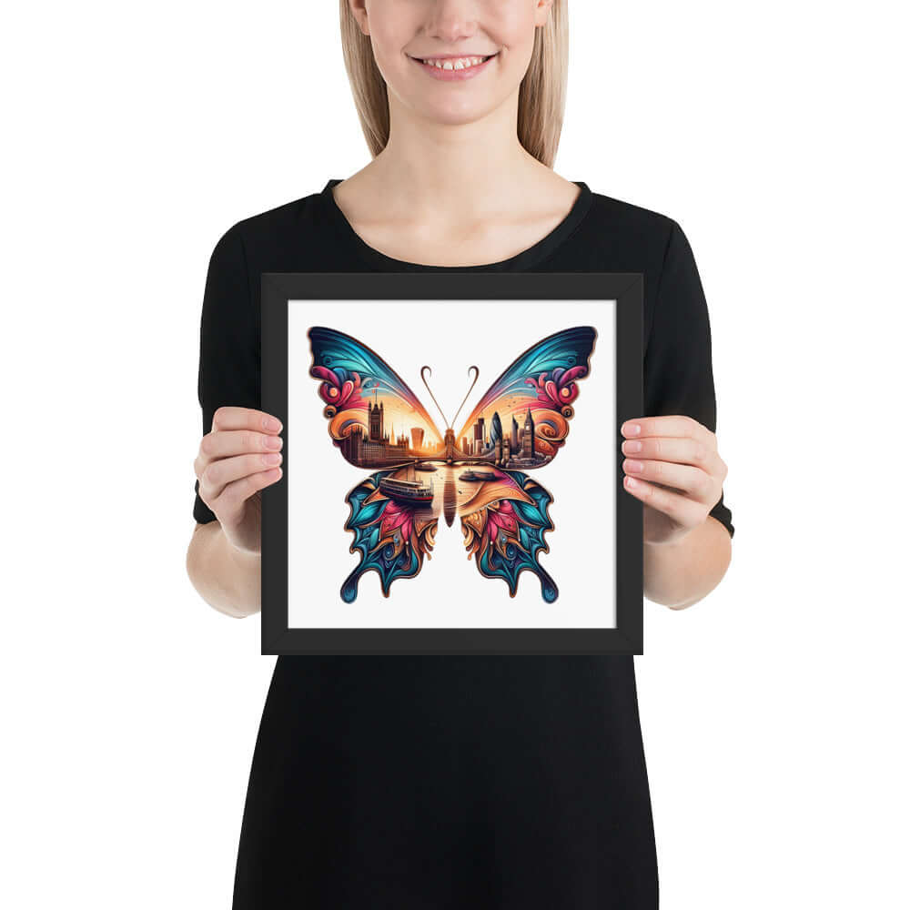 London Butterfly Framed Poster: Digital Design for Home Decor and Wall Art