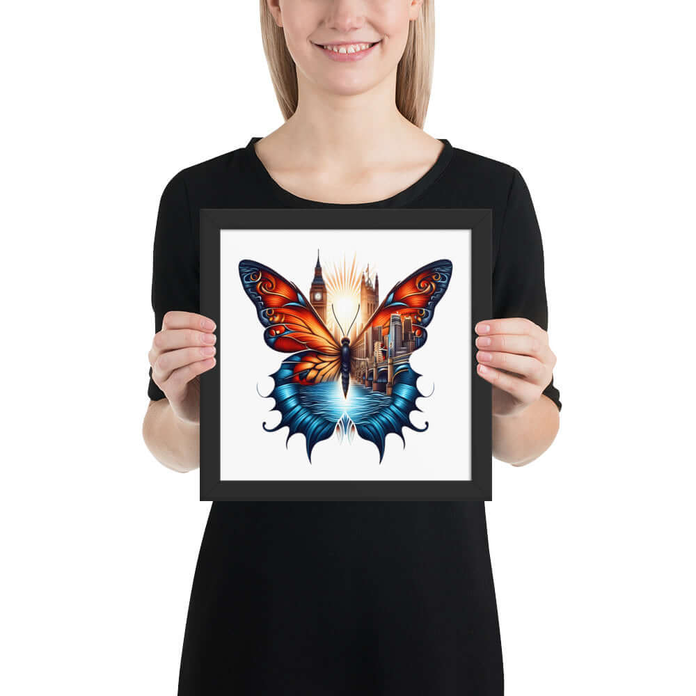 London Butterfly Framed Poster: Digital Design for Home Decor and Wall Art
