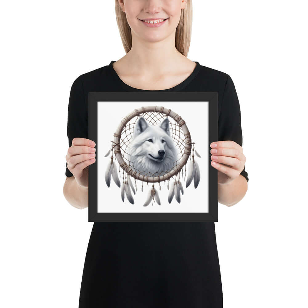 Dreamcatcher Wolf Framed Poster: Digital Design for Home Decor and Wall Art