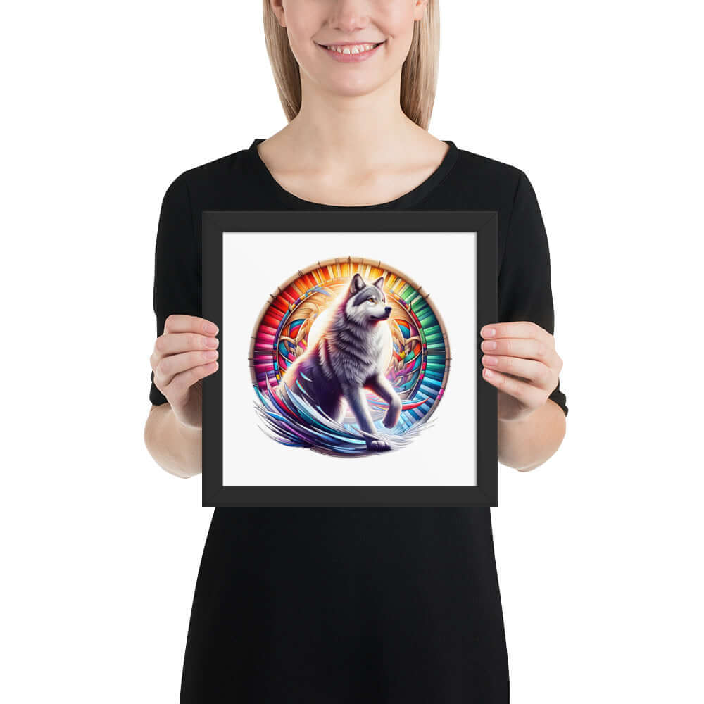 Dreamcatcher Wolf Framed Poster: Digital Design for Home Decor and Wall Art
