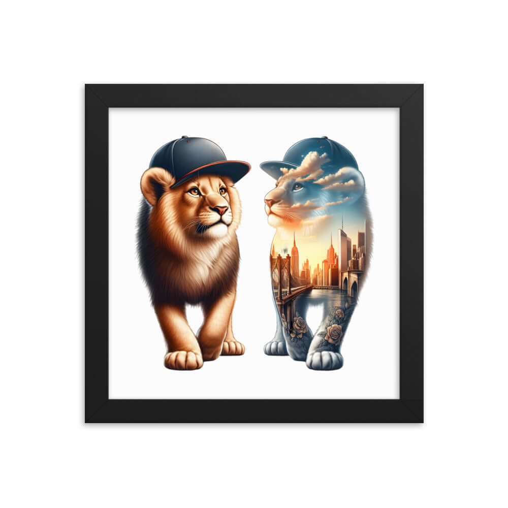 New York Lion Framed Poster: Digital Design for Home Decor and Wall Art