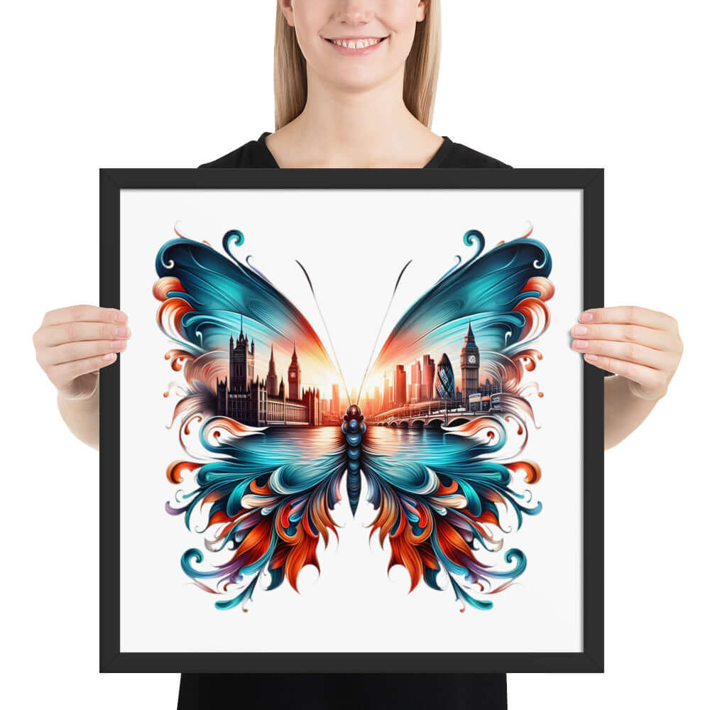 London Butterfly Framed Poster: Digital Design for Home Decor and Wall Art