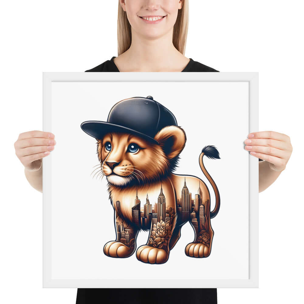 New York Lion Framed Poster: Digital Design for Home Decor and Wall Art