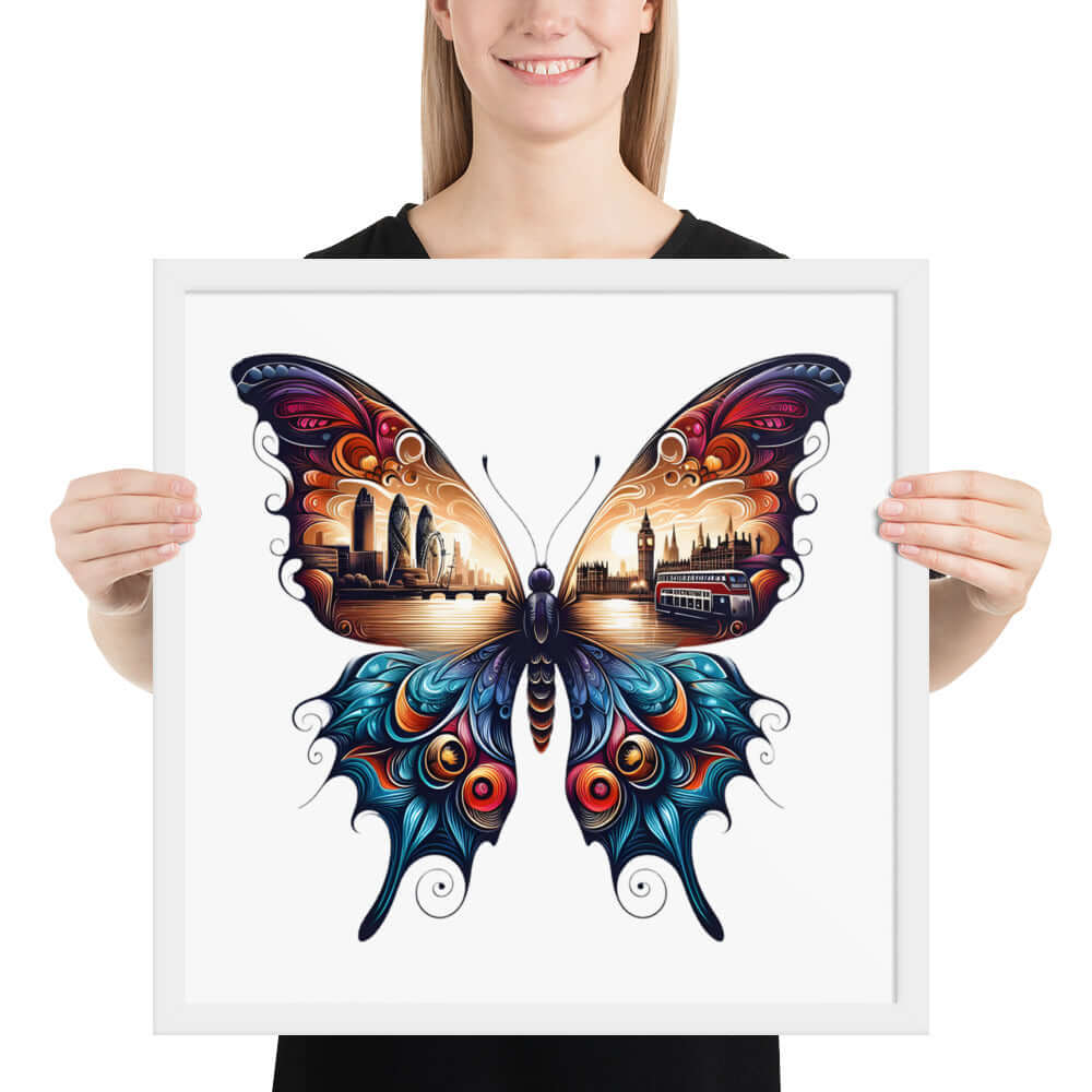 London Butterfly Framed Poster: Digital Design for Home Decor and Wall Art