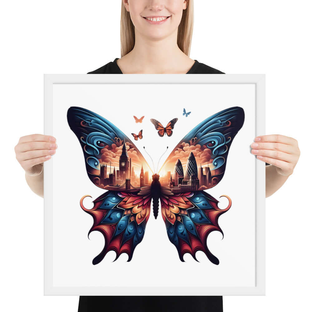 London Butterfly Framed Poster: Digital Design for Home Decor and Wall Art