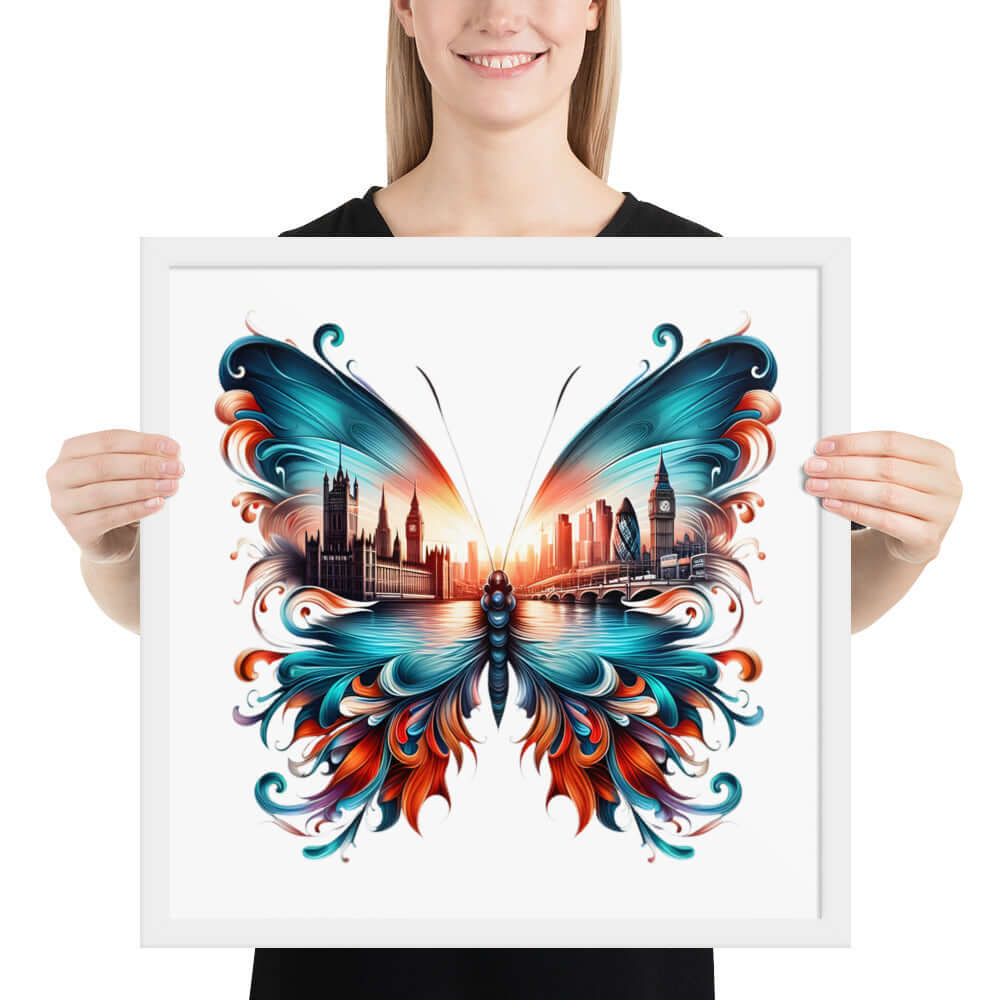 London Butterfly Framed Poster: Digital Design for Home Decor and Wall Art