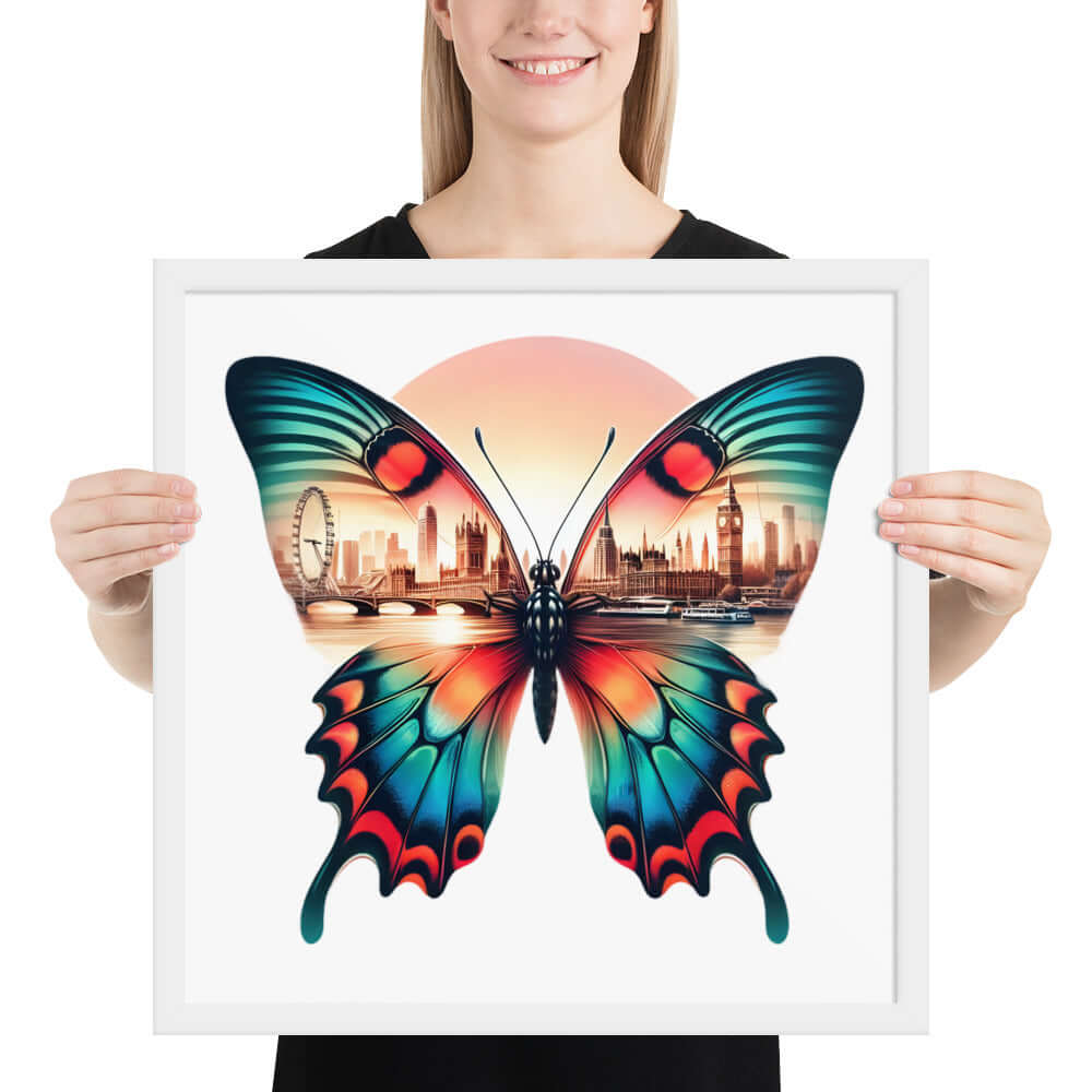 London Butterfly Framed Poster: Digital Design for Home Decor and Wall Art