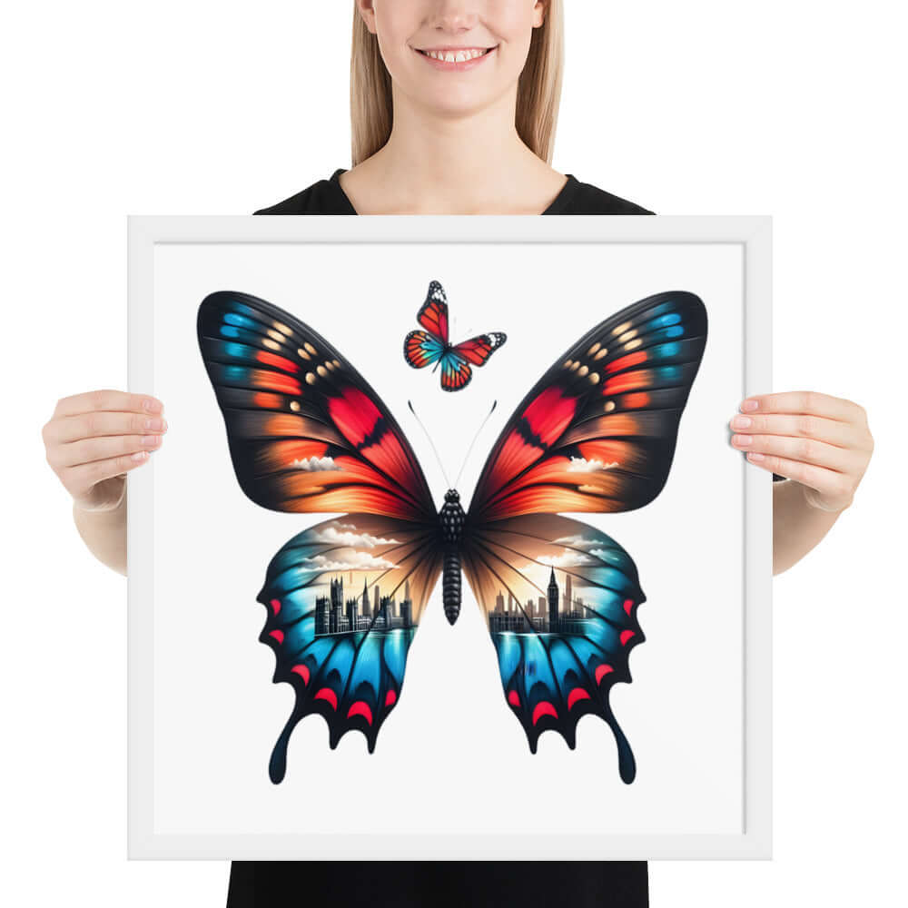 London Butterfly Framed Poster: Digital Design for Home Decor and Wall Art