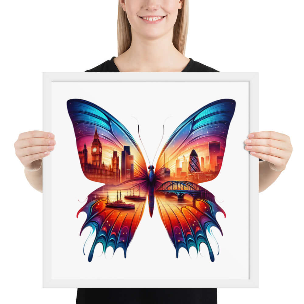 London Butterfly Framed Poster: Digital Design for Home Decor and Wall Art