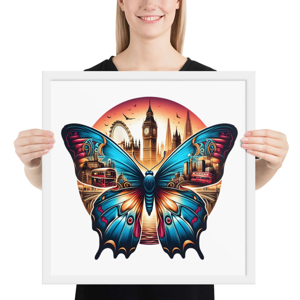 London Butterfly Framed Poster: Digital Design for Home Decor and Wall Art