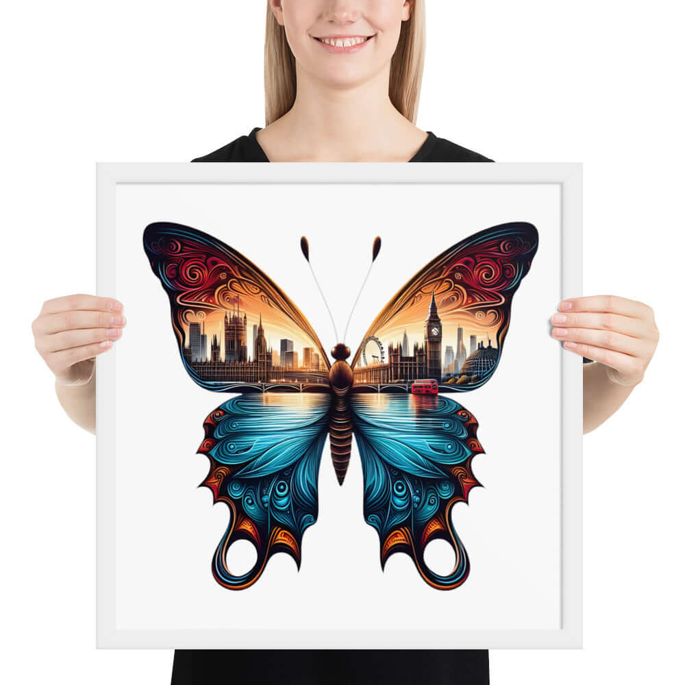 London Butterfly Framed Poster: Digital Design for Home Decor and Wall Art
