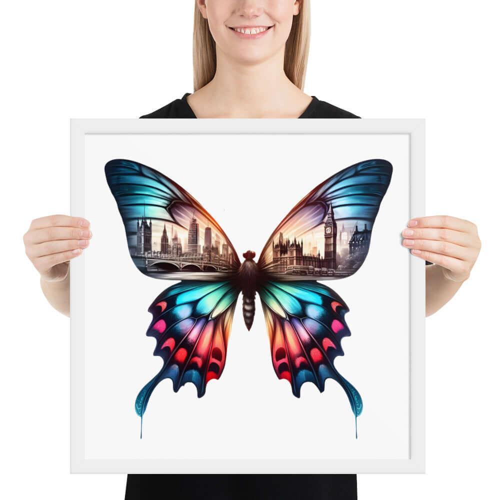 London Butterfly Framed Poster: Digital Design for Home Decor and Wall Art