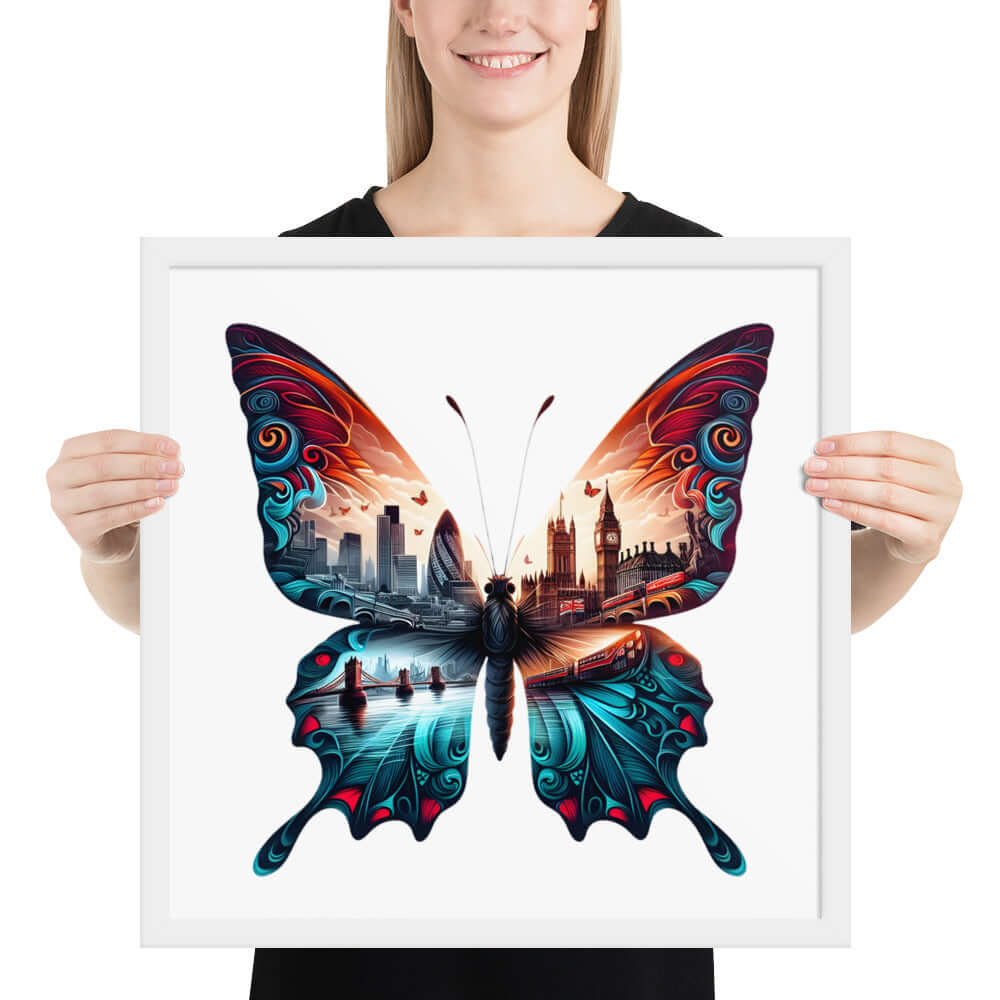 London Butterfly Framed Poster: Digital Design for Home Decor and Wall Art