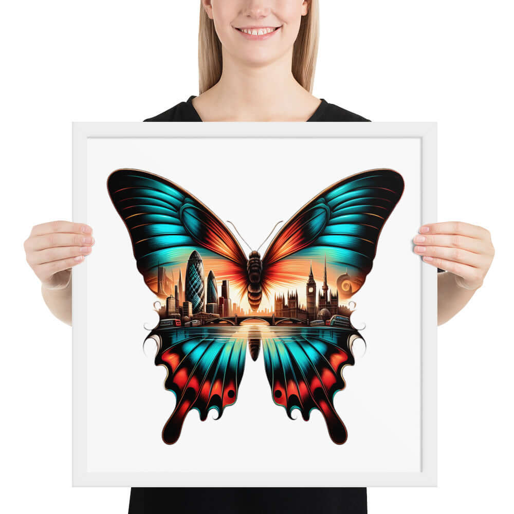 London Butterfly Framed Poster: Digital Design for Home Decor and Wall Art