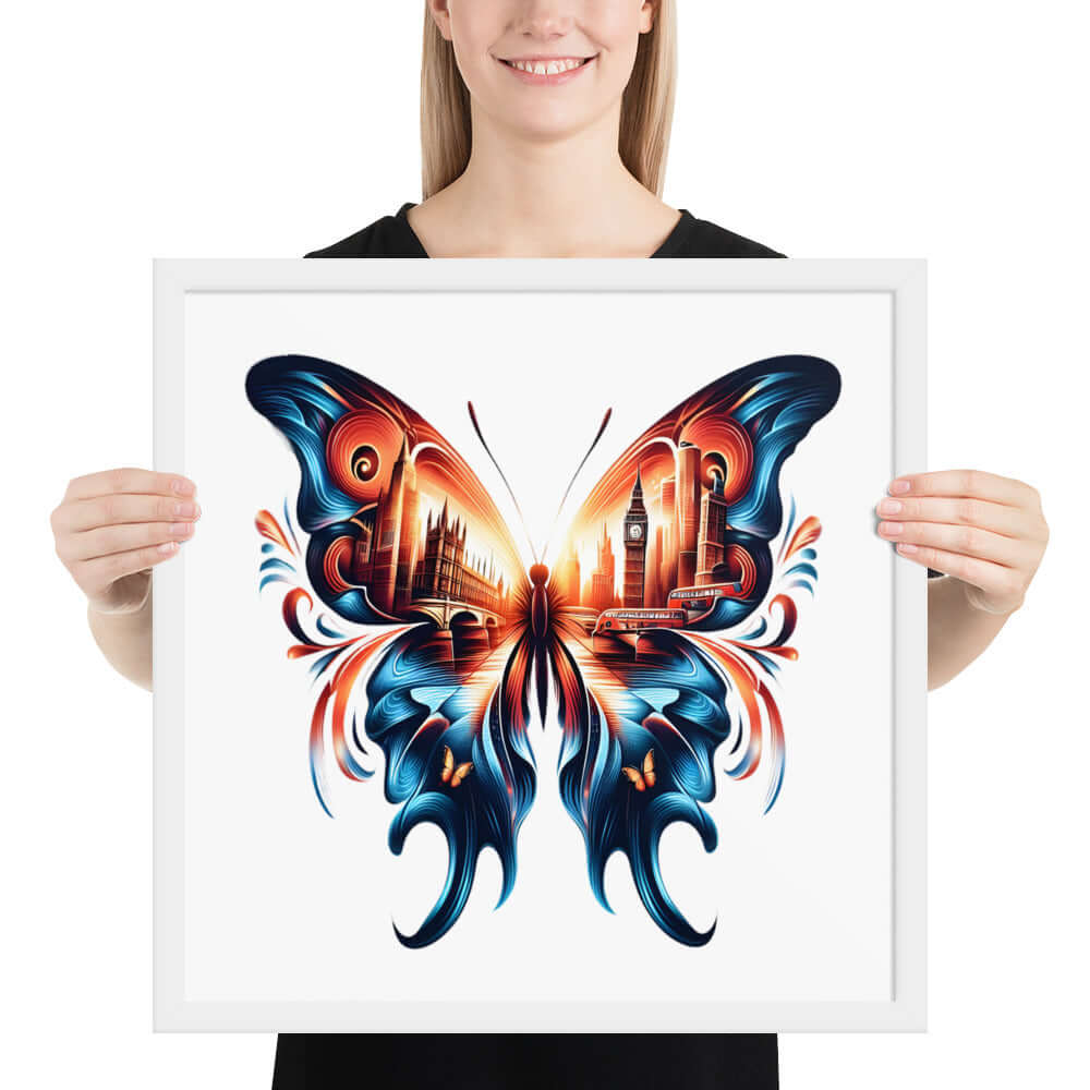 London Butterfly Framed Poster: Digital Design for Home Decor and Wall Art