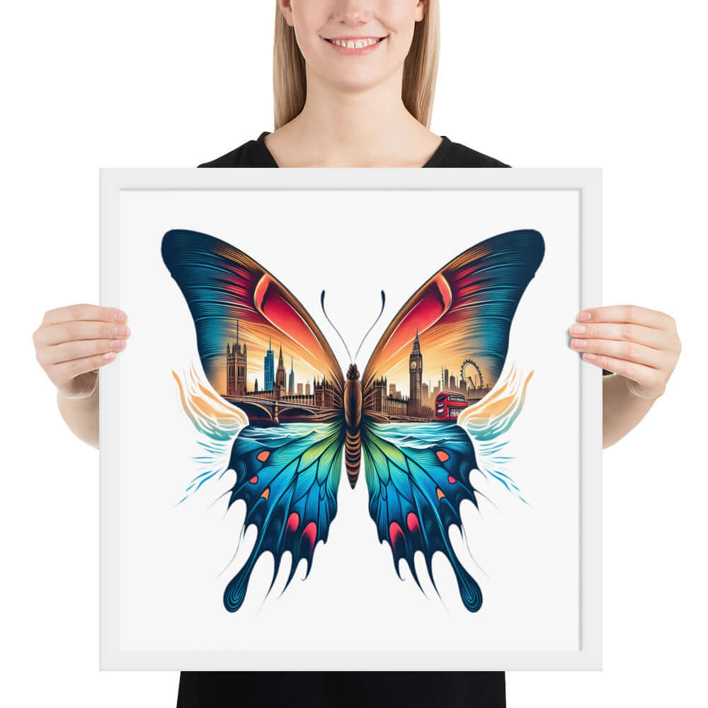 London Butterfly Framed Poster: Digital Design for Home Decor and Wall Art