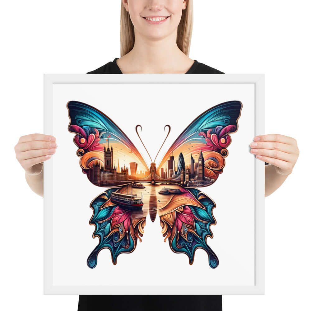 London Butterfly Framed Poster: Digital Design for Home Decor and Wall Art