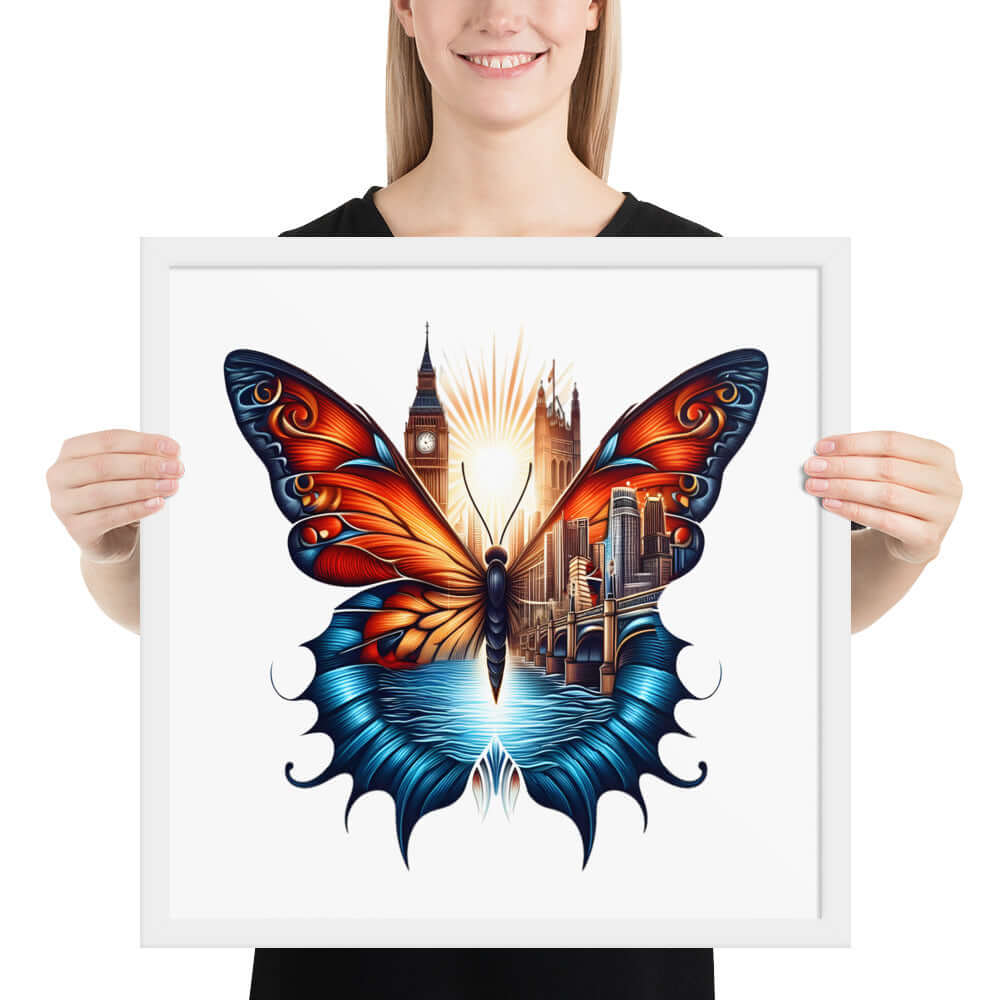 London Butterfly Framed Poster: Digital Design for Home Decor and Wall Art