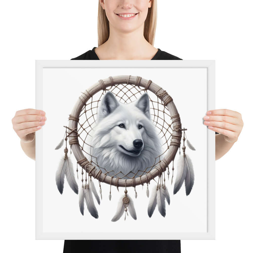 Dreamcatcher Wolf Framed Poster: Digital Design for Home Decor and Wall Art