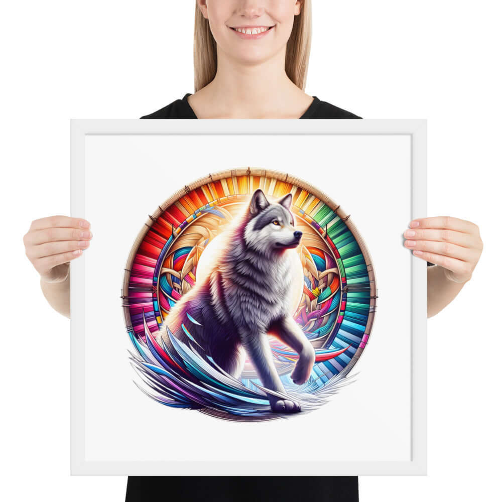 Dreamcatcher Wolf Framed Poster: Digital Design for Home Decor and Wall Art