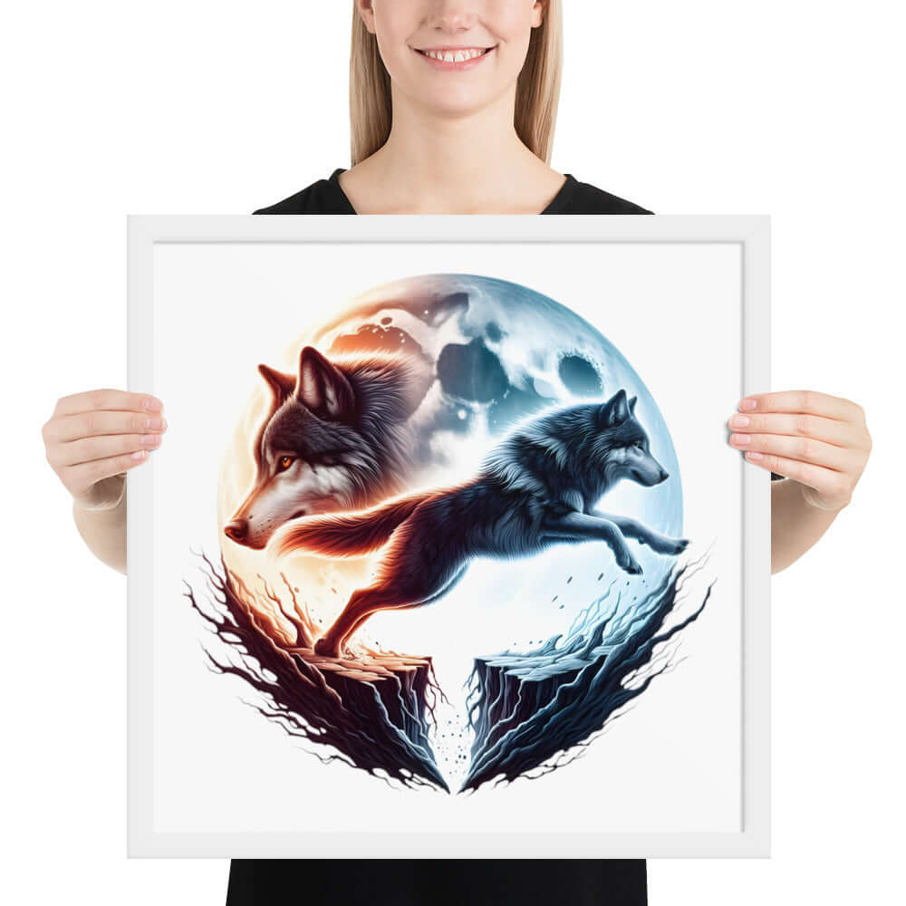 Moon Wolf Framed Poster: Digital Design for Home Decor and Wall Art