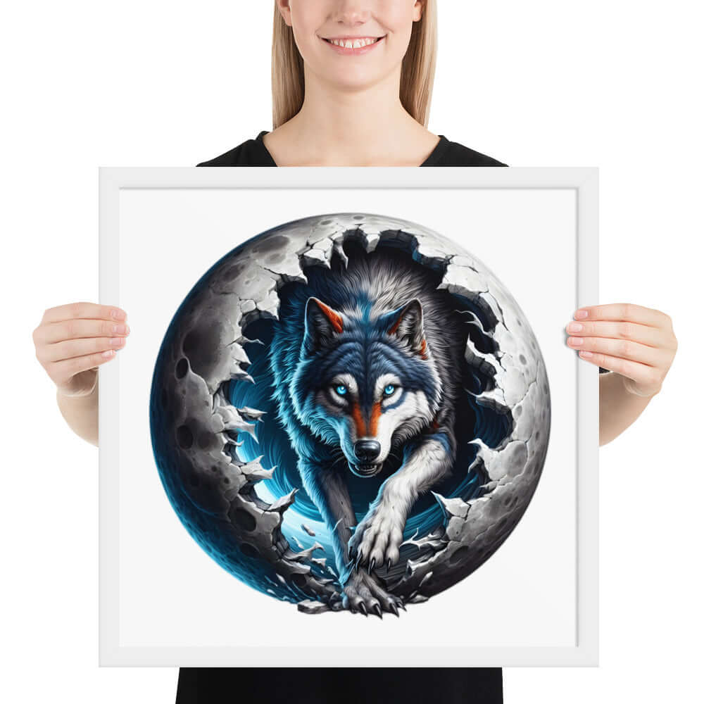 Moon Wolf Framed Poster: Digital Design for Home Decor and Wall Art