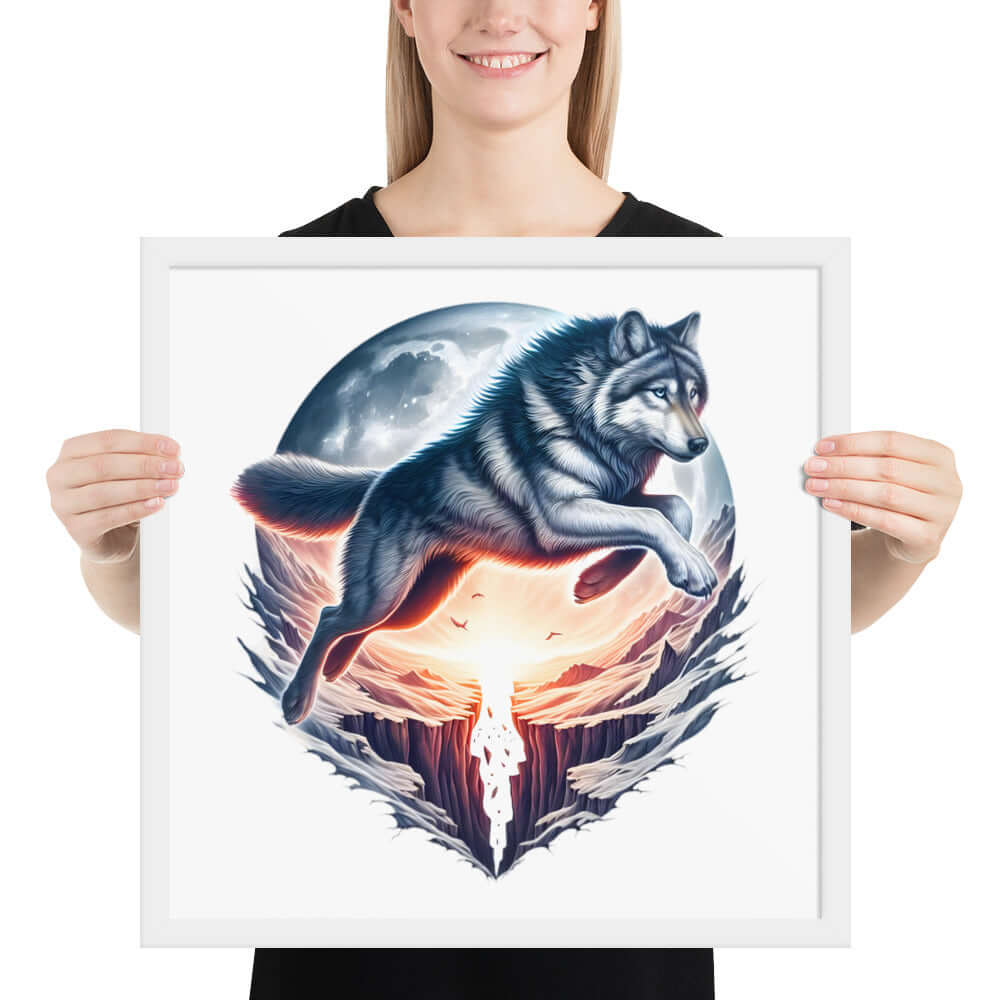Moon Wolf Framed Poster: Digital Design for Home Decor and Wall Art