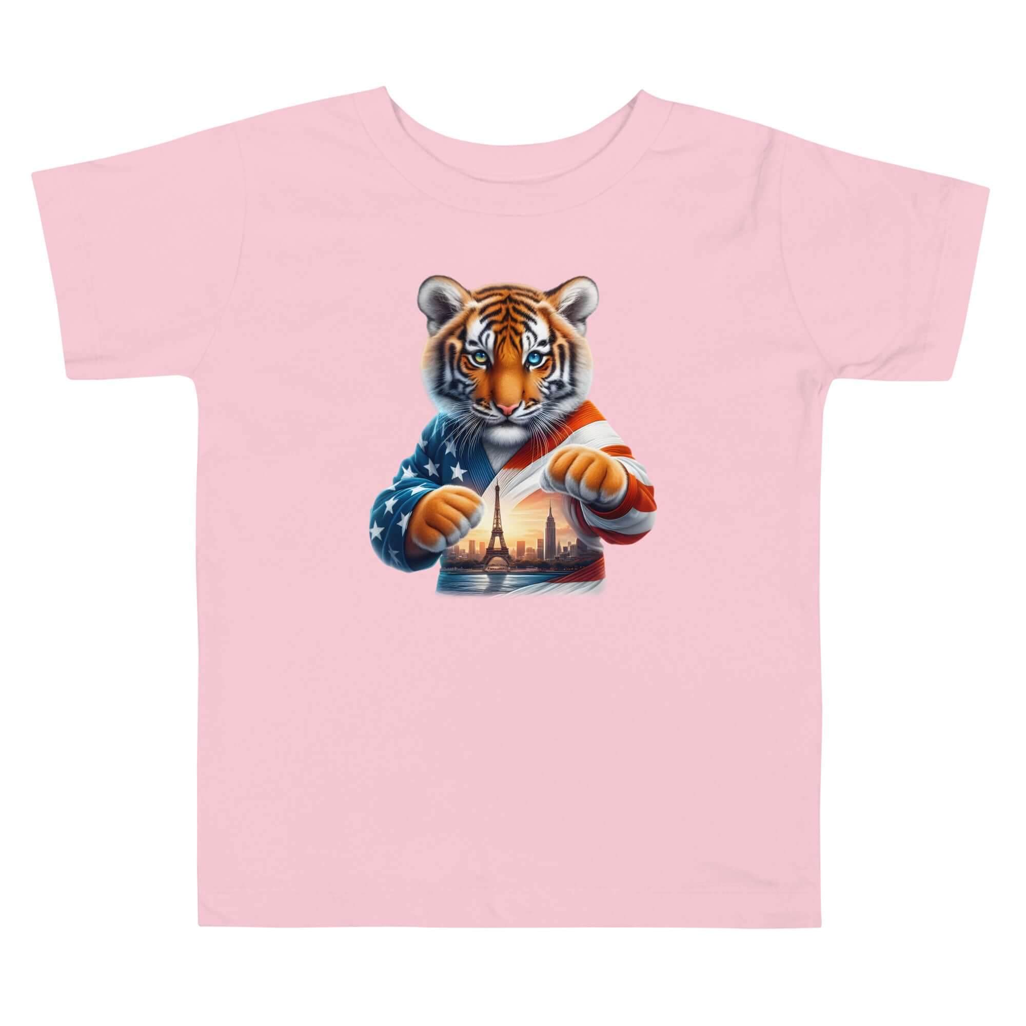 Martial Arts Tiger Cub - Cute Animal Toddler Short Sleeve Design Tee