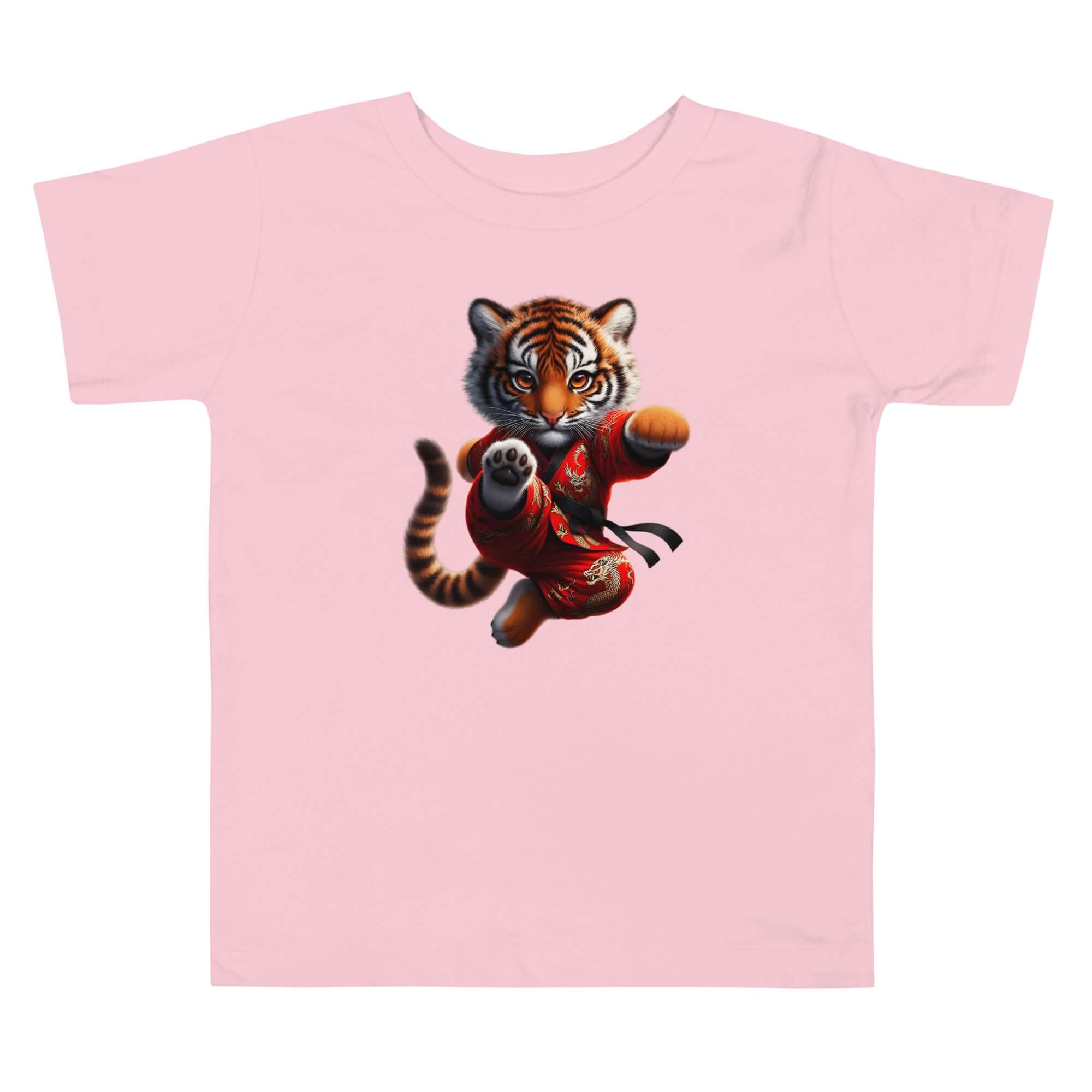 Martial Arts Tiger Cub - Cute Animal Toddler Short Sleeve Design Tee