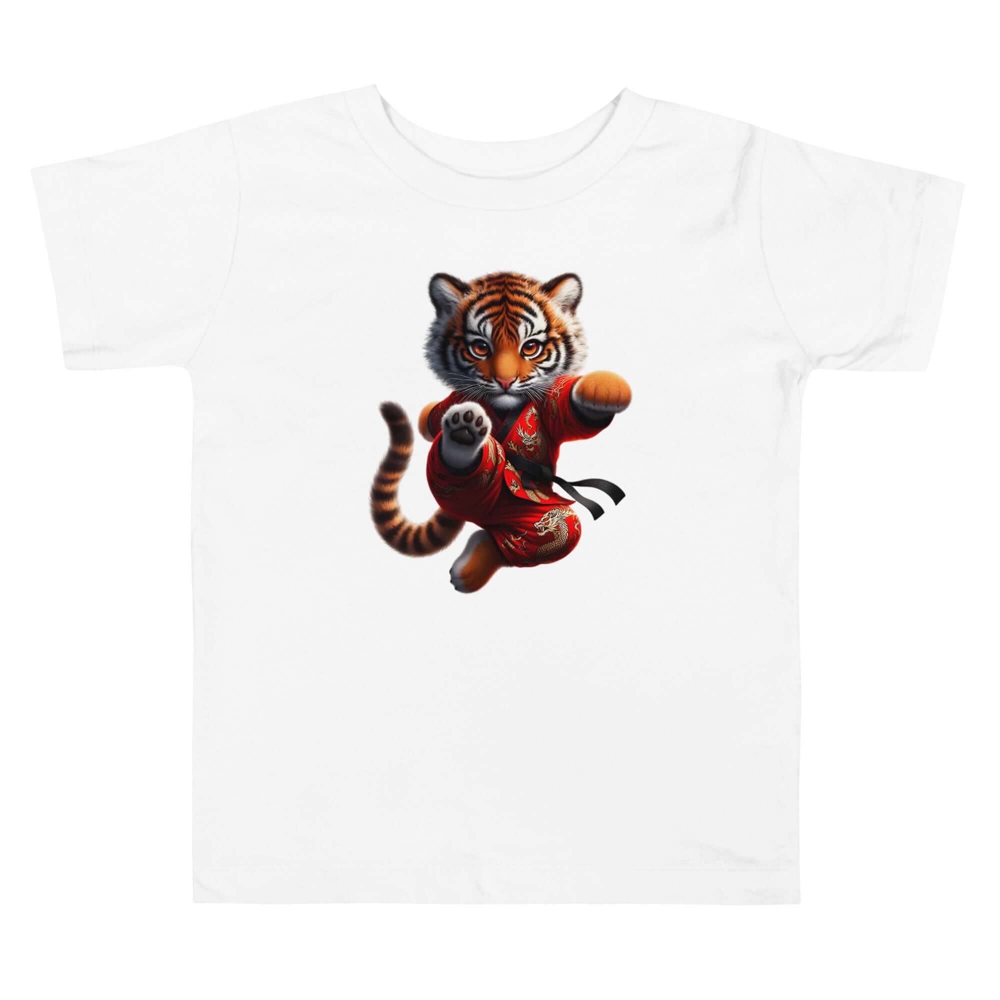 Martial Arts Tiger Cub - Cute Animal Toddler Short Sleeve Design Tee