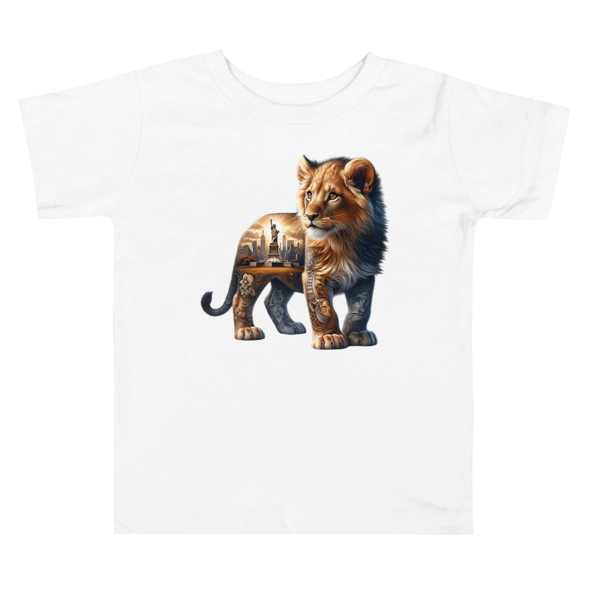 Lion New York - Cityscape Animal Art Apparel Toddler Short Sleeve Tee