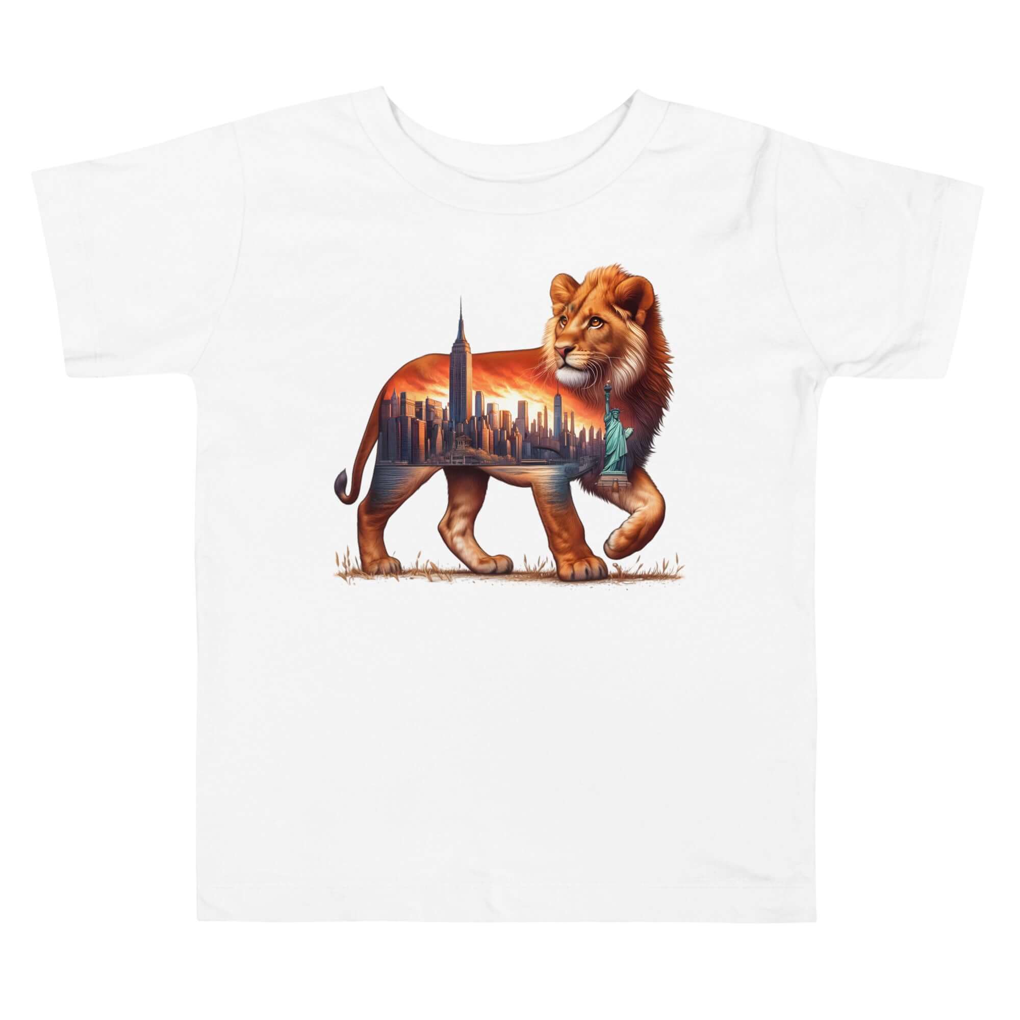 Lion New York - Cityscape Animal Art Apparel Toddler Short Sleeve Tee