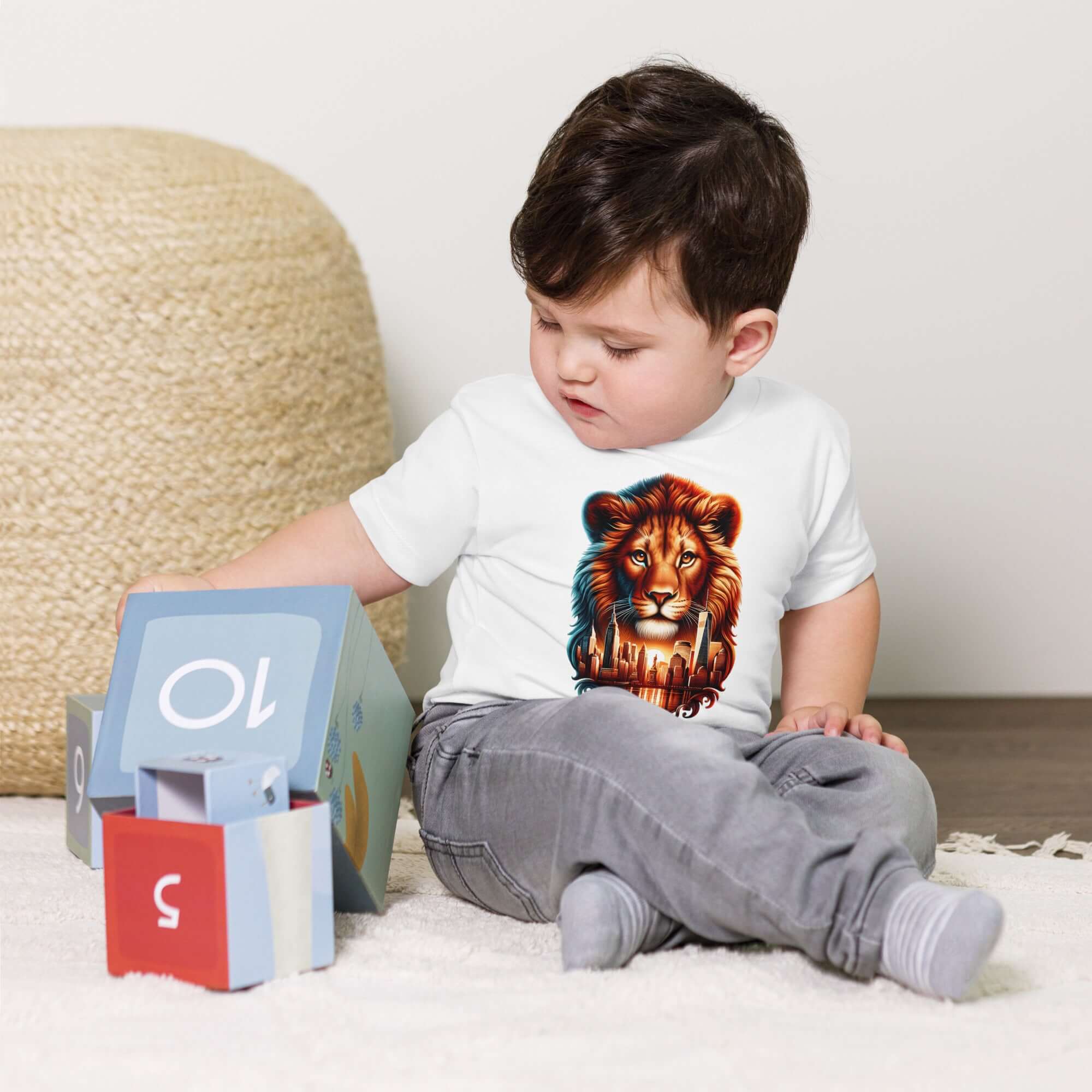 Lion New York - Cityscape Animal Art Apparel Toddler Short Sleeve Tee