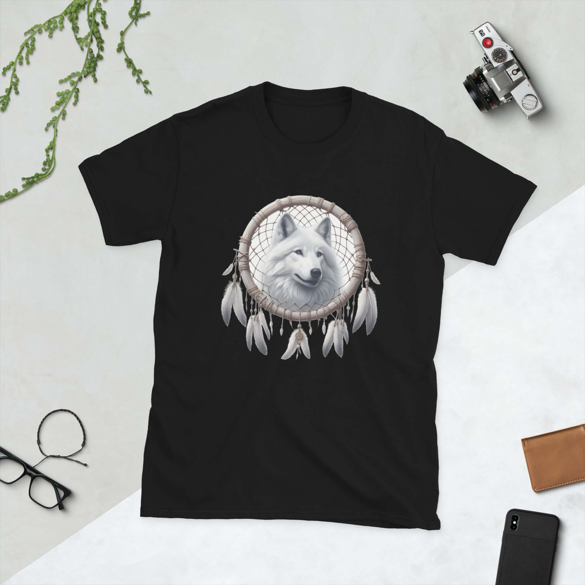Dreamcatcher Wolf - Animal Art Apparel Short-Sleeve Unisex Mythology T-Shirt