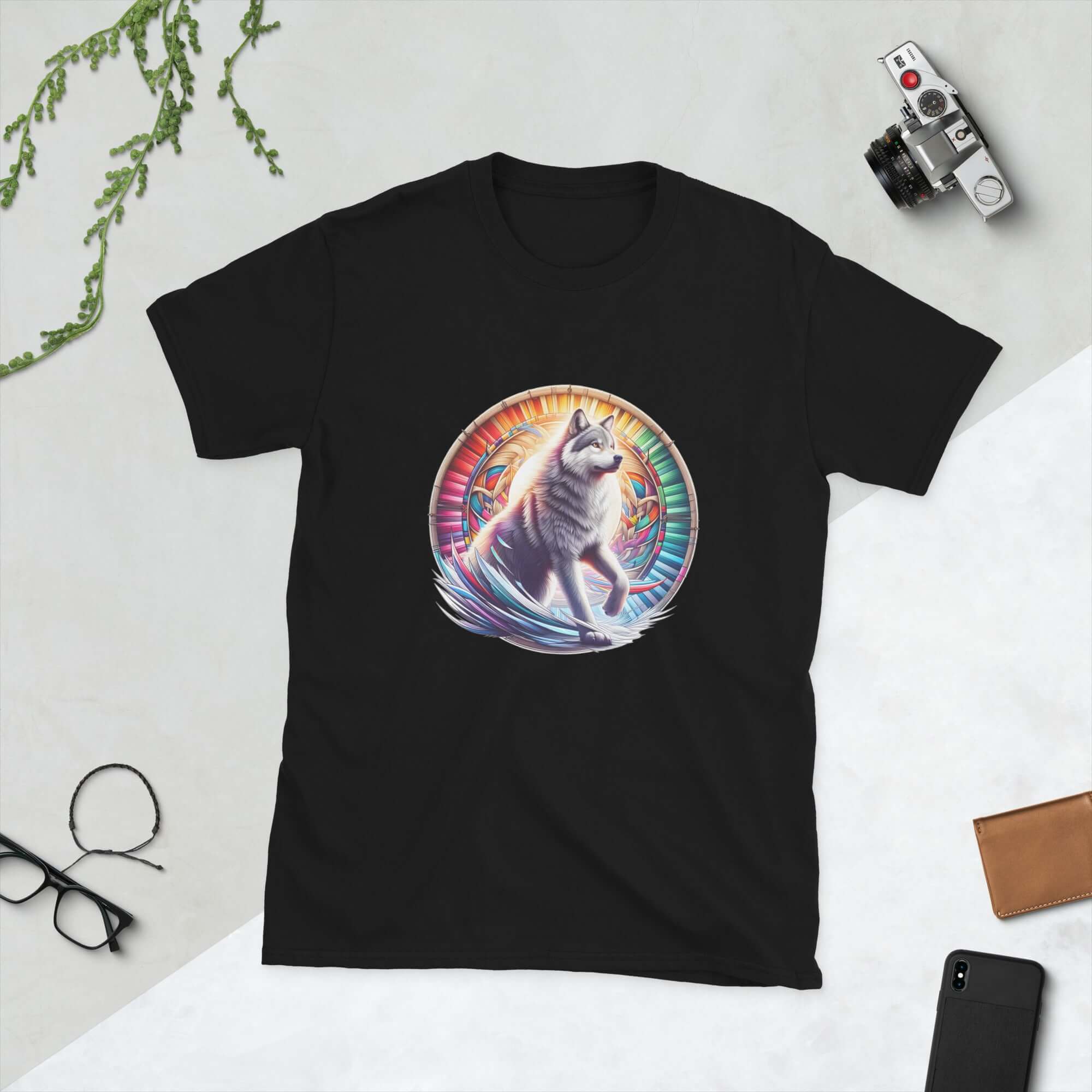 Dreamcatcher Wolf - Animal Art Apparel Short-Sleeve Unisex Mythology T-Shirt
