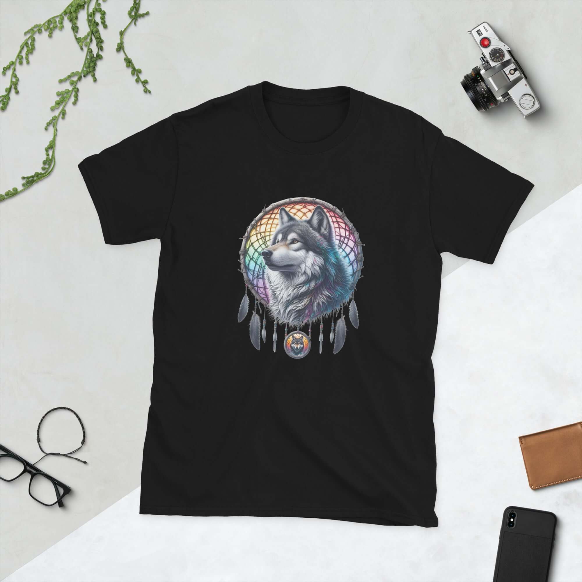 Dreamcatcher Wolf - Animal Art Apparel Short-Sleeve Unisex Mythology T-Shirt