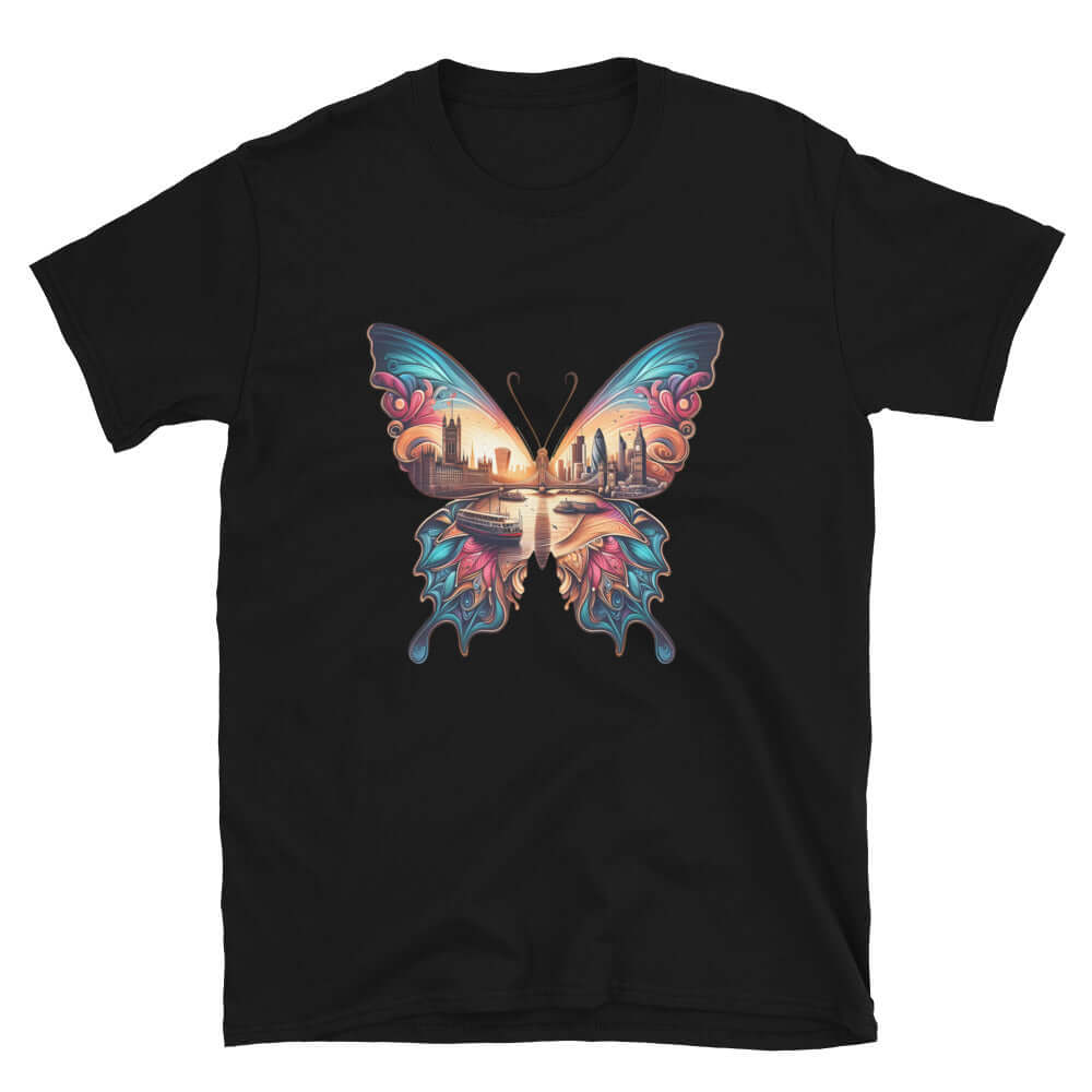 London Butterfly - Cityscape Art Apparel Short-Sleeve Unisex T-Shirt