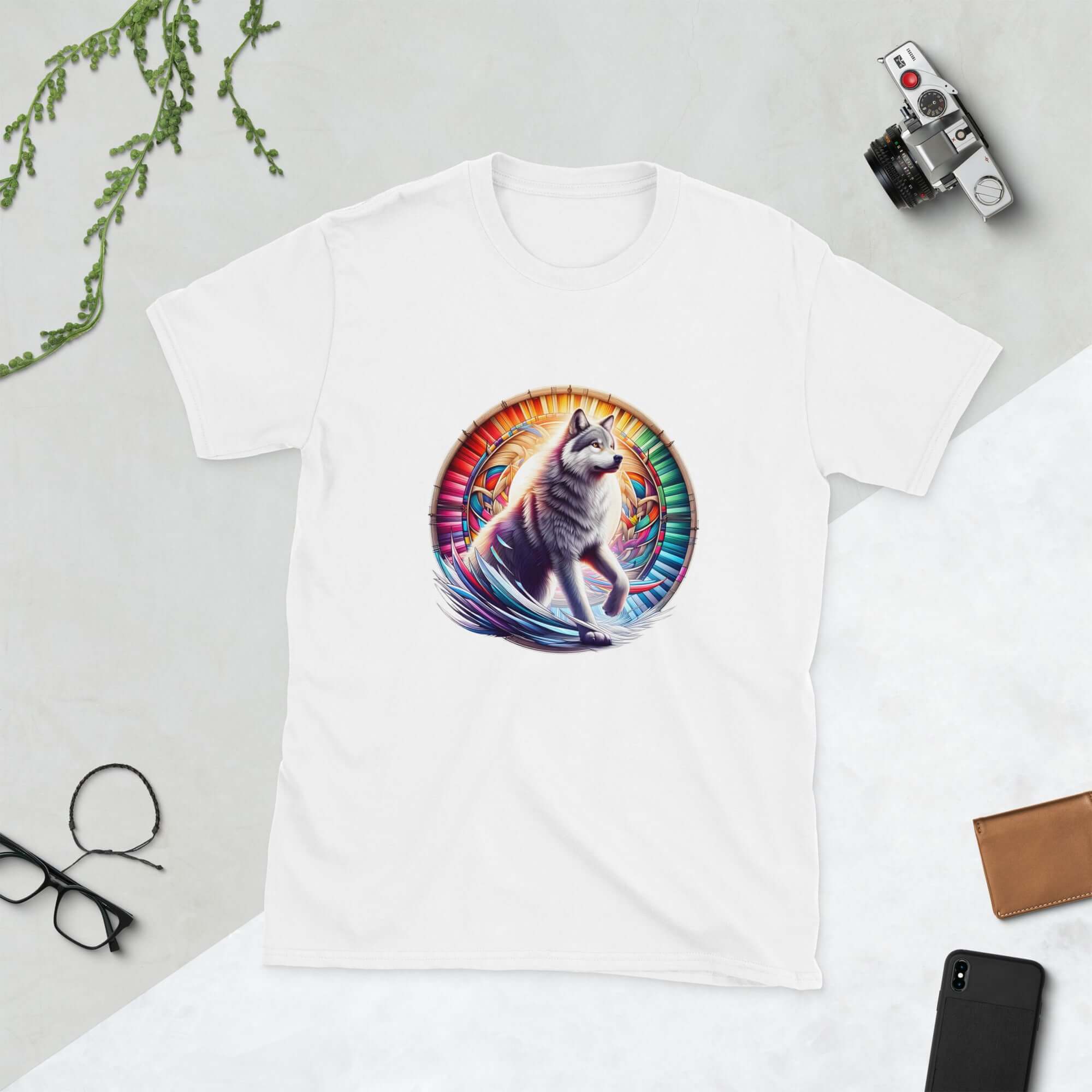 Dreamcatcher Wolf - Animal Art Apparel Short-Sleeve Unisex Mythology T-Shirt