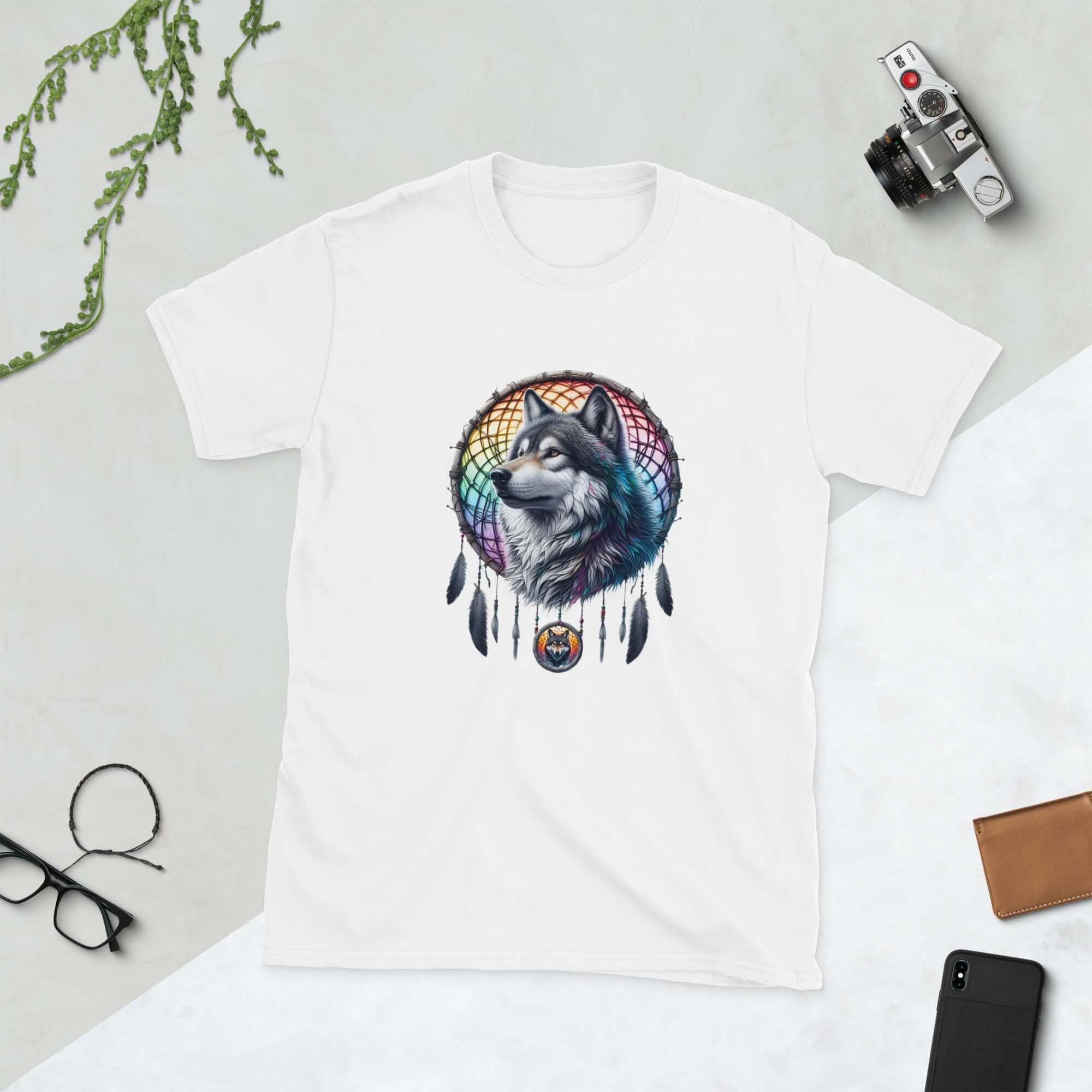 Dreamcatcher Wolf - Animal Art Apparel Short-Sleeve Unisex Mythology T-Shirt