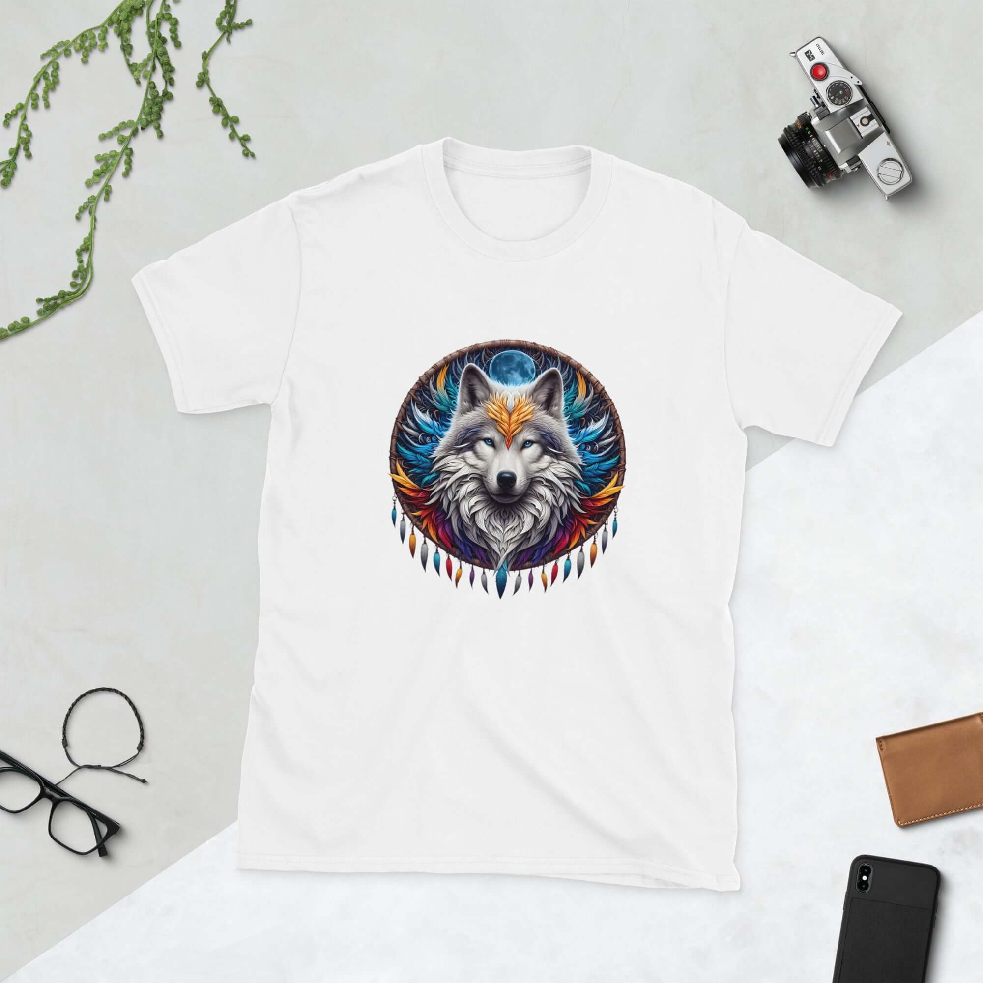 Dreamcatcher Wolf - Animal Art Apparel Short-Sleeve Unisex Mythology T-Shirt