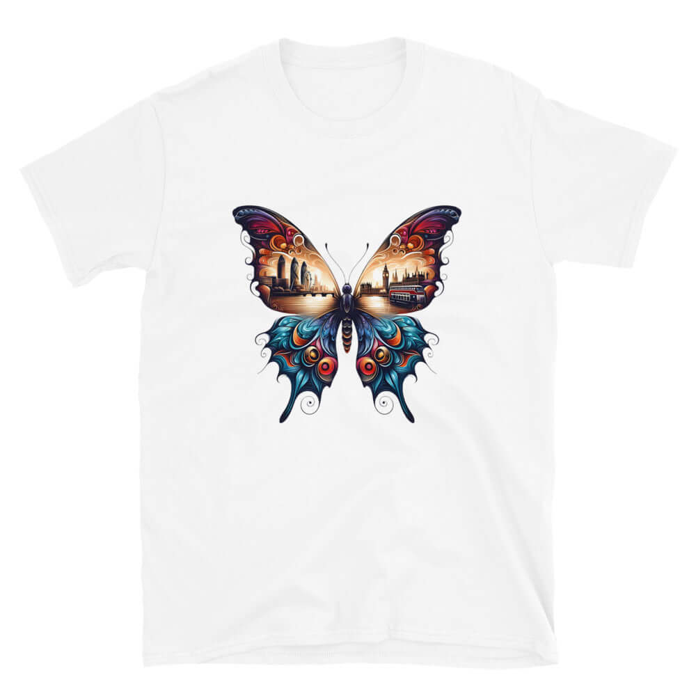 London Butterfly - Cityscape Art Apparel Short-Sleeve Unisex T-Shirt