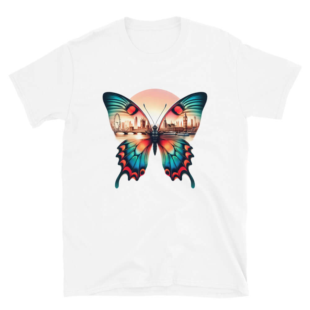 London Butterfly - Cityscape Art Apparel Short-Sleeve Unisex T-Shirt