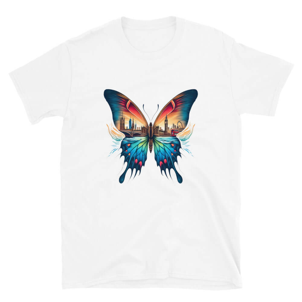London Butterfly - Cityscape Art Apparel Short-Sleeve Unisex T-Shirt