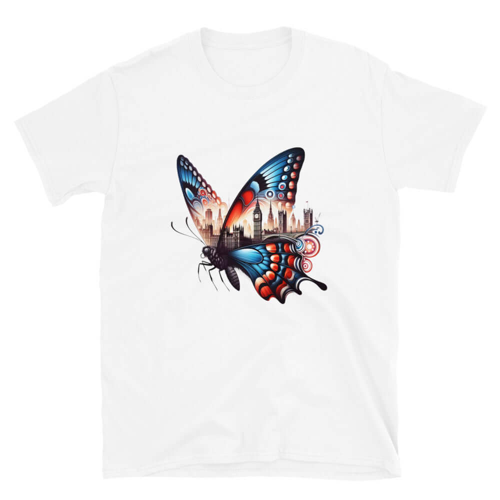 London Butterfly - Cityscape Art Apparel Short-Sleeve Unisex T-Shirt