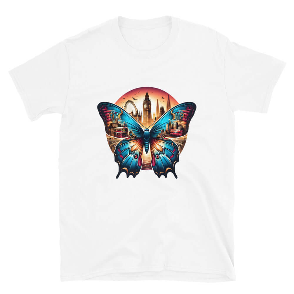 London Butterfly - Cityscape Art Apparel Short-Sleeve Unisex T-Shirt