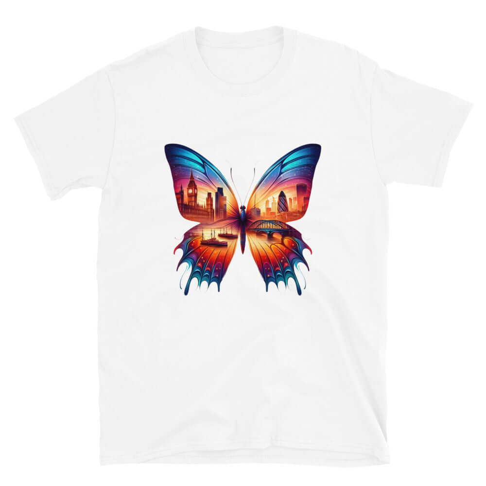 London Butterfly - Cityscape Art Apparel Short-Sleeve Unisex T-Shirt