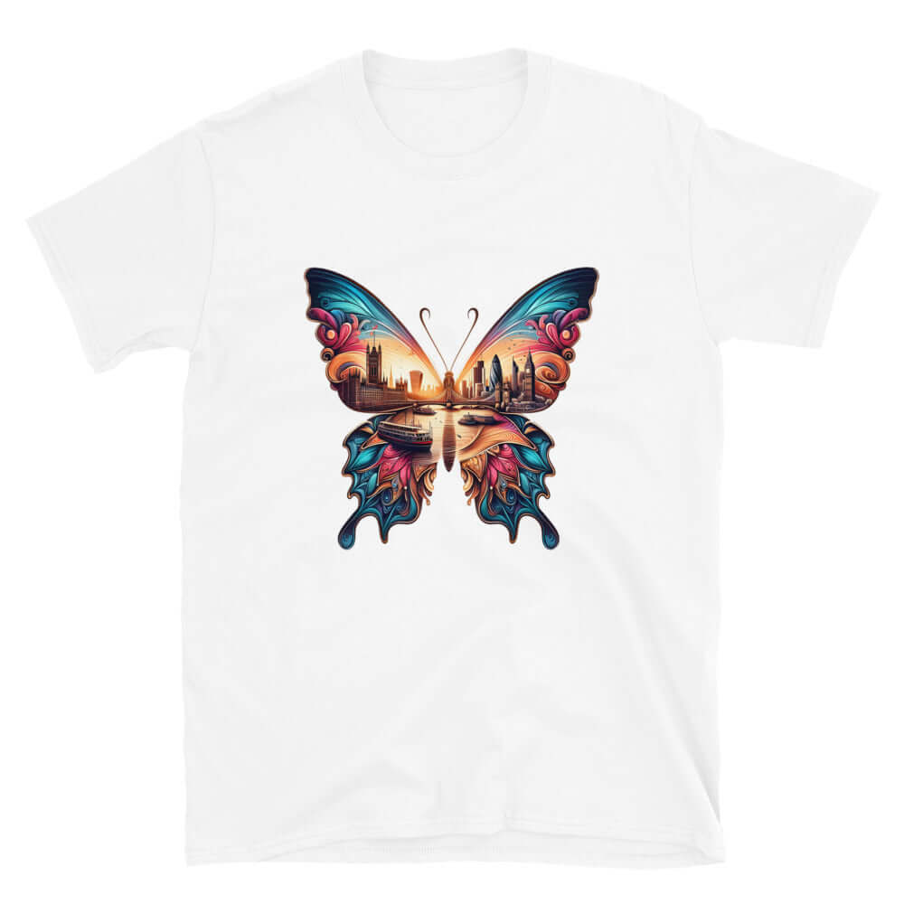 London Butterfly - Cityscape Art Apparel Short-Sleeve Unisex T-Shirt